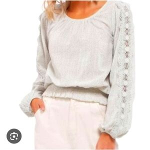 Mine Women's Polkadot Long Sleeve Smocked Blouse Size Large